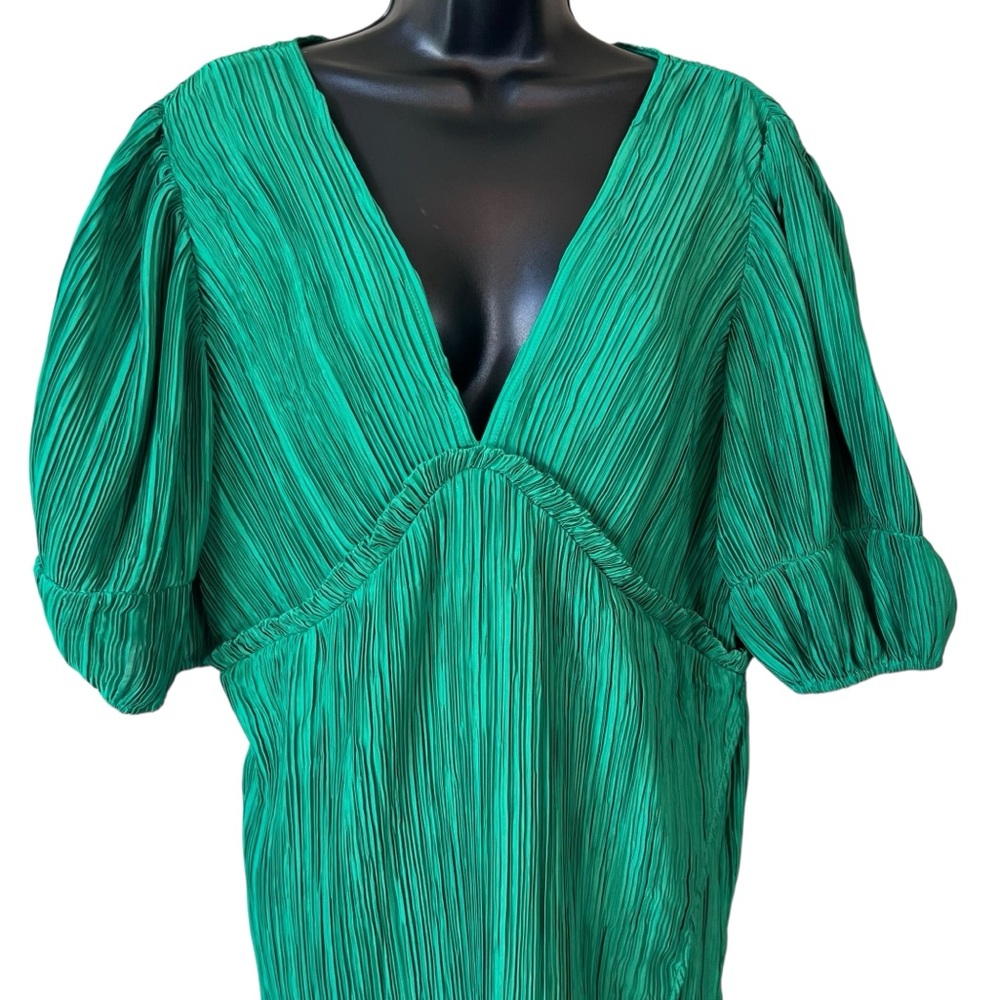 Anthropologie V-Neck Pleated Slim Midi Dress - Picture 3 of 12
